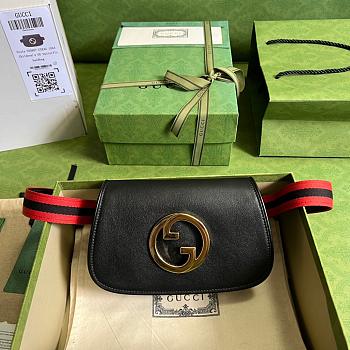 Gucci Logo Belt Bag In Black Leather - 21.5x13x4.5cm