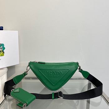 Prada Triangle Leather Shoulder Bag Green