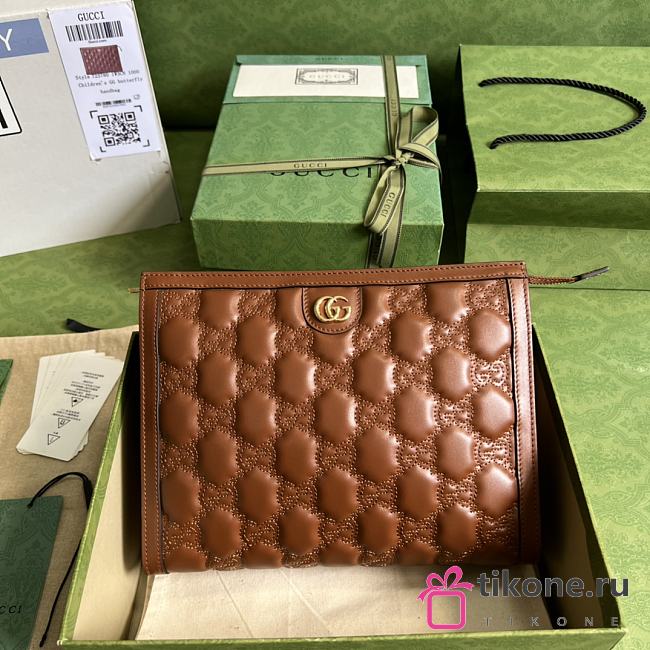 Gucci GG Matelassé pouch in Brown - 25.4x19x5cm - 1