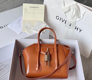 Givenchy Brown Mini Antigona Lock Bag Size 29x18x13cm