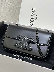 Celine Chain Cuir Triomphe In Black Size 20.5-10.5-4cm - 1