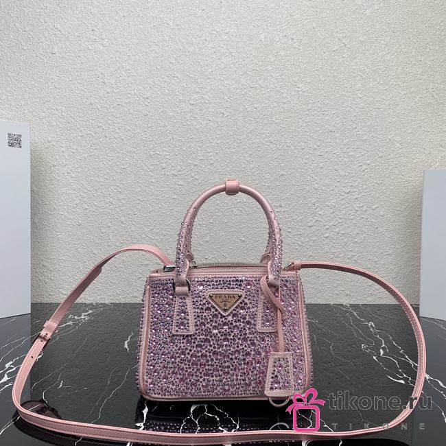 Prada Galleria Satin Mini-bag With Crystals Pink Size 20x14.5x9.5cm - 1