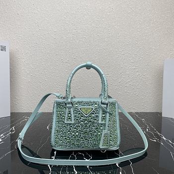 Prada Galleria Satin Mini-bag With Crystals Green Size 20x14.5x9.5cm