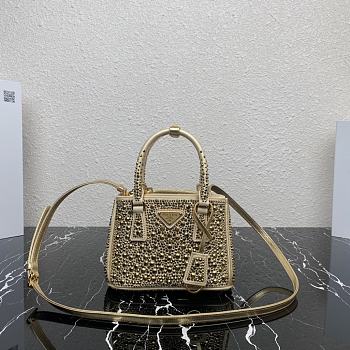 Prada Galleria Satin Mini-bag With Crystals Platinum Size 20x14.5x9.5cm