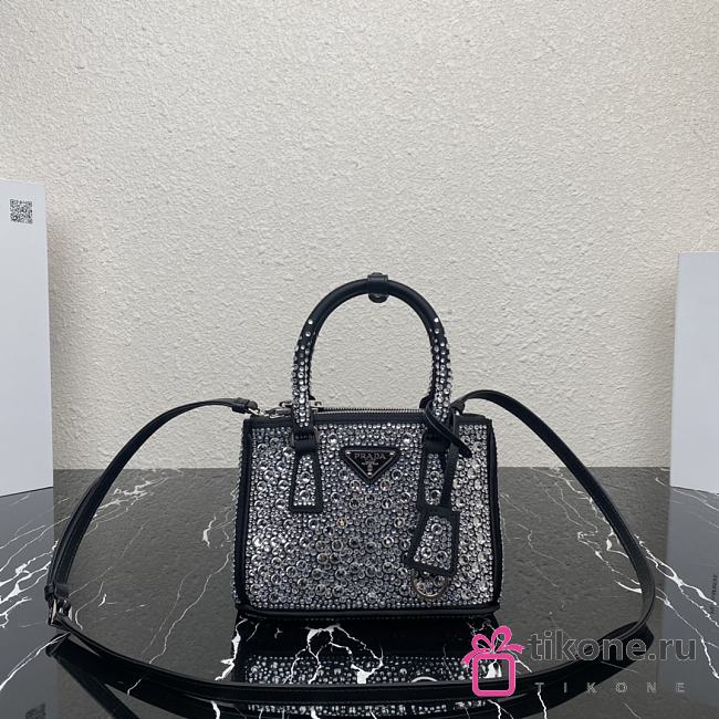 Prada Galleria Satin Mini-bag With Crystals Black Size 20x14.5x9.5cm - 1