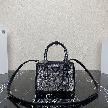 Prada Galleria Satin Mini-bag With Crystals Black Size 20x14.5x9.5cm