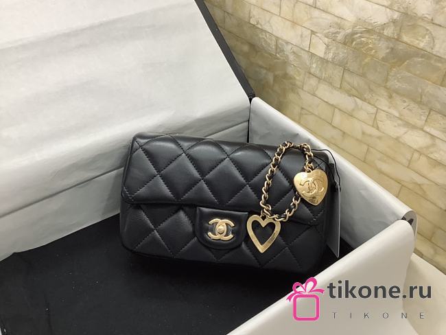 Chanel Heart Charms Mini Flap Bag In Black Lambskin  - 1