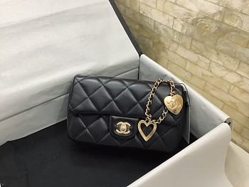 Chanel Heart Charms Mini Flap Bag In Black Lambskin 