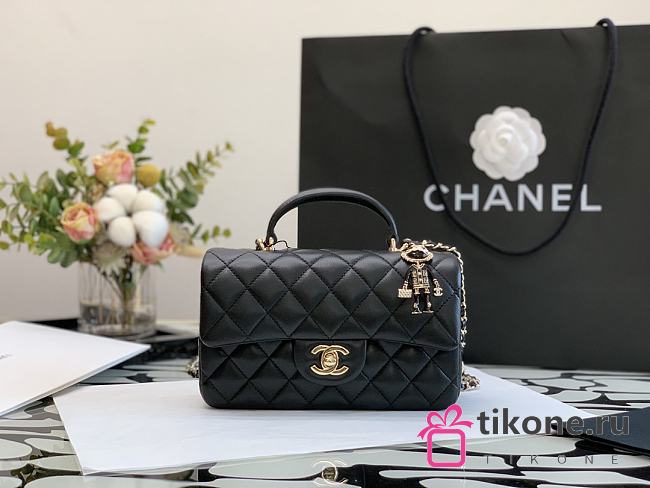 Chanel Flap Bag Lambskin With Mini Charm Size 20 - 1