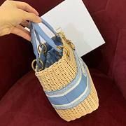 Dior Medium Lady Dior Bag In Wicker and Light Blue Size 24 - 2