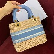 Dior Medium Lady Dior Bag In Wicker and Light Blue Size 24 - 5