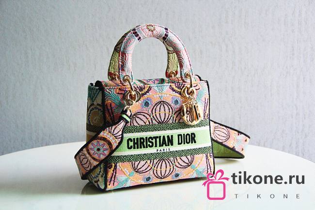 Dior Medium Lady D-Lite Bag Multicolor In Lights Embroidery  - 1