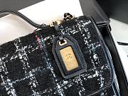 Chanel School Memory Top Handle Flap Bag Quilted Tweed Small Black - 3