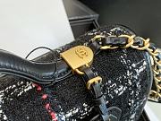 Chanel School Memory Top Handle Flap Bag Quilted Tweed Small Black - 2