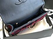 Chanel School Memory Top Handle Flap Bag Quilted Tweed Small Red - 5