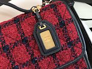 Chanel School Memory Top Handle Flap Bag Quilted Tweed Small Red - 4