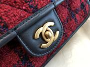 Chanel School Memory Top Handle Flap Bag Quilted Tweed Small Red - 2