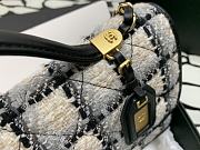 Chanel School Memory Top Handle Flap Bag Quilted Tweed Small White - 5