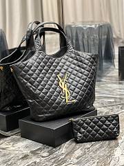 YSL Maxi Shopping Bag in Quilted Lambskin-Black - 1