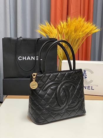 Chanel Medallion Caviar Tote Black Size 30x14X24cm