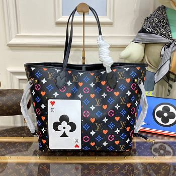 LV Neverfull with Pouch Game On Black Monogram
