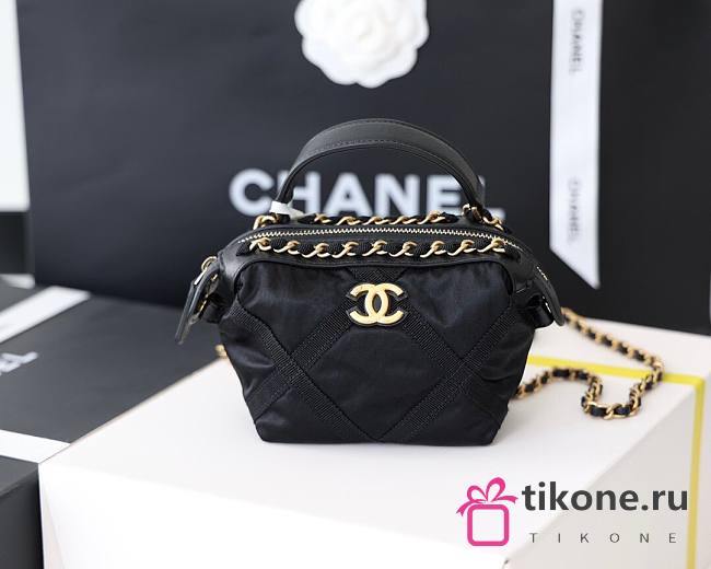 Chanel Top Handle Clutch With Chain Nylon With Grosgrain Mini - 1