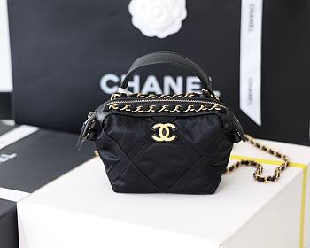 Chanel Top Handle Clutch With Chain Nylon With Grosgrain Mini