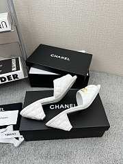 Chanel White Lambskin Quilted CC Gold Logo Cone Heel Mule Slide Sandal - 4