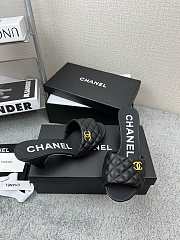 Chanel Black Lambskin Quilted CC Gold Logo Cone Heel Mule Slide Sandal - 2