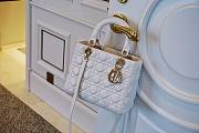 Dior Lambskin Cannage Medium Lady Dior White -24cm - 4