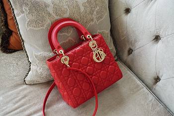 Dior Lady Handbag Cannage Quilt Patent Large - 24cm