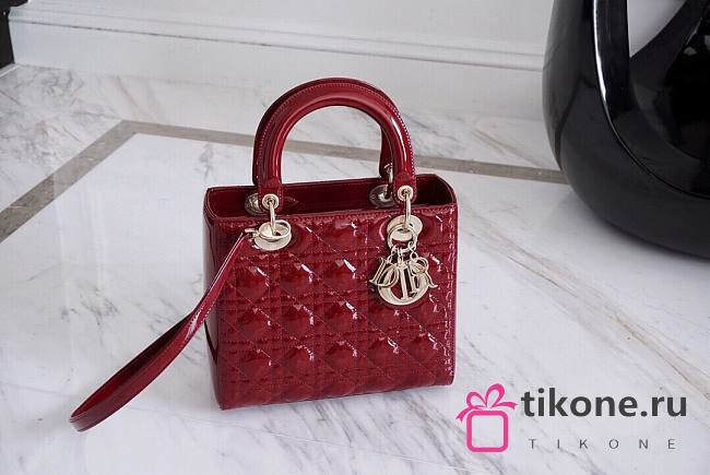 Dior Lady Bag Cherry Red Patent Cannage Calfskin - 24cm - 1