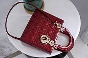 Dior Lady Bag Cherry Red Patent Cannage Calfskin - 24cm - 4