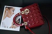 Dior Lady Bag Cherry Red Patent Cannage Calfskin - 24cm - 3