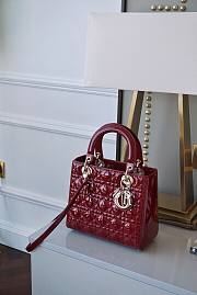 Dior Lady Bag Cherry Red Patent Cannage Calfskin - 24cm - 2