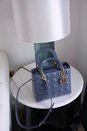 Dior Lady Navy Blue Pearly Medium Bag - 24cm - 3