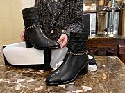 Chanel Black Lambskin Chain Chunky Heel Boots - 1