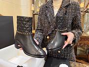 Chanel Black Lambskin Chain Chunky Heel Boots - 2