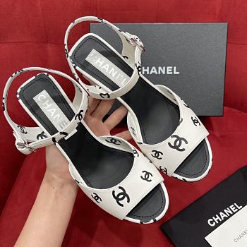 Chanel black and white logo high heels