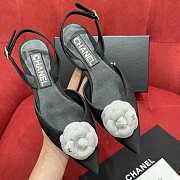 Chanel  White CC Black Fabric Leather Slingback Sandals - 1