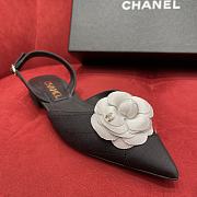 Chanel  White CC Black Fabric Leather Slingback Sandals - 4