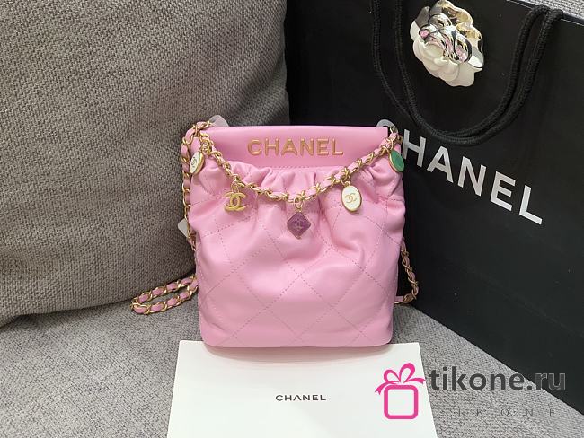 Chanel 22 Handbag Pink Gold - 17x16x7cm - 1