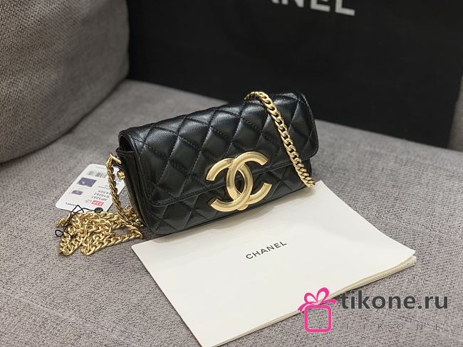 Chanel Flap Phone Holder With Chain Black 17.5x10x6cm - 1