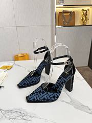 Fendi Cyan Black Jacquard Pumps  - 1