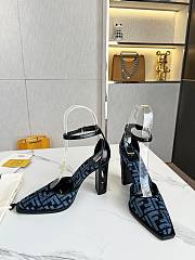 Fendi Cyan Black Jacquard Pumps  - 3