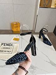 Fendi Cyan Black Jacquard Pumps  - 5