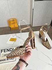 Fendi Apricot Jacquard Pumps  - 4