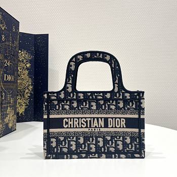  Dior Mini Book Tote Black Multicolor Mizza Embroidery 23x6x15cm
