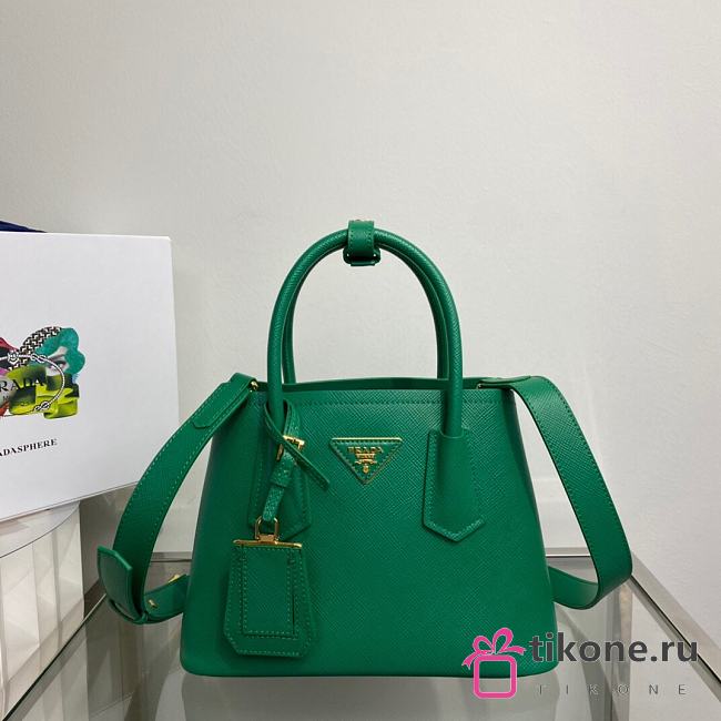 Prada Double Saffiano Leather Green 25x18.5x12.5cm - 1