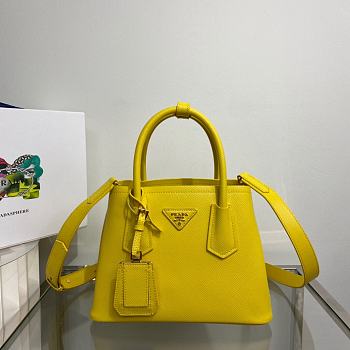 Prada Double Saffiano Leather Yellow 25x18.5x12.5cm
